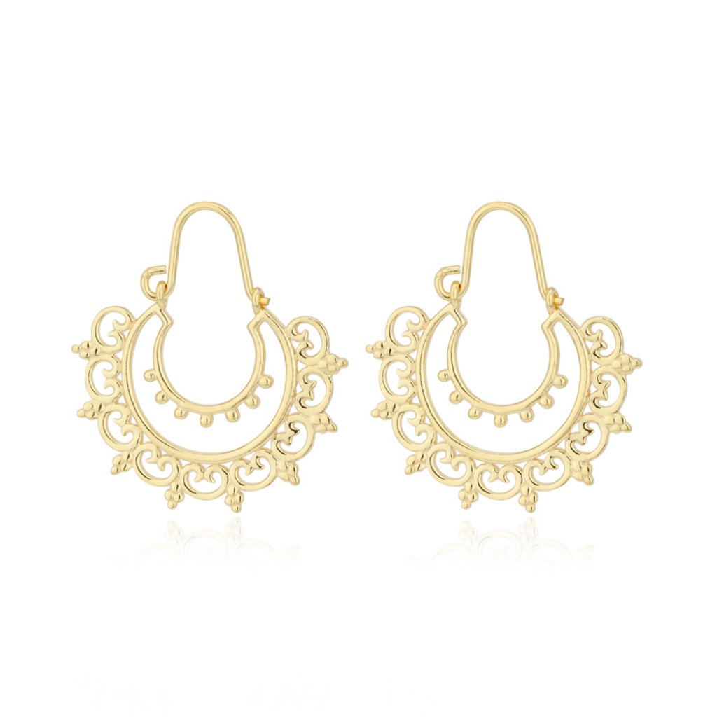 Vanbelle 18k Gold Plated Jewelry Morocon Style Filigree Earrings